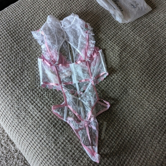 For Love and Lemons Pointelle Rose Teddy Bodysuit - Picture 2 of 5